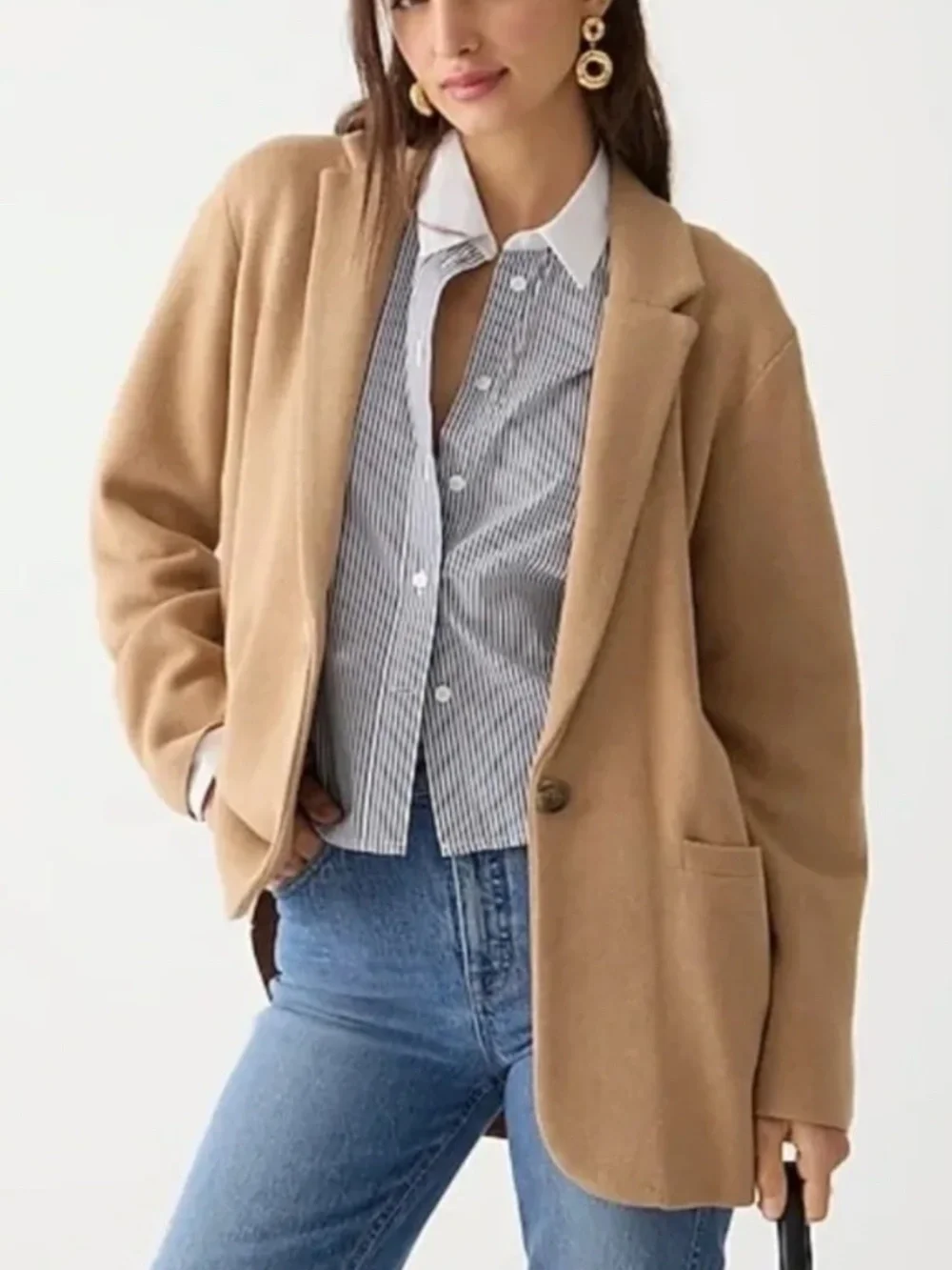 J. Crew Cecile Relaxed sweater-Blazer in Camel - M 🌟 - Picture 1 of 4
